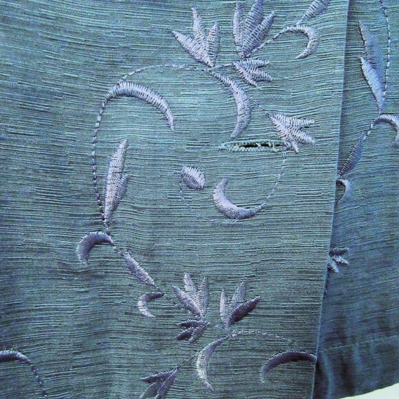 Anne Carson Women's Lined Teal Silk & Rayon Embroidered Blazer - Picture 4 of 7